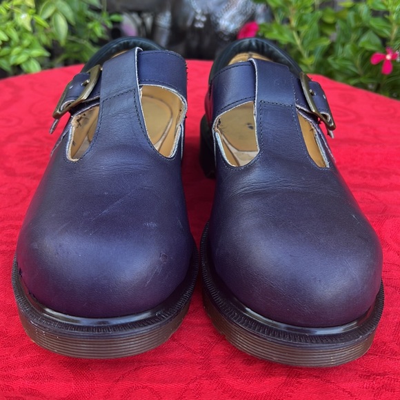 🏴 Vintage MIE Dr. Martens Purple Steel Toe Chunky Mary Jane UK 6 - Picture 13 of 17